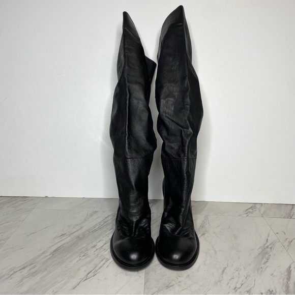 New! Free People Black Leather Heeled Tall Boot 8 1/2 - Picture 2 of 14